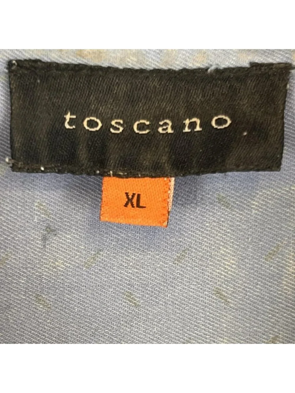 Toscano Shirt Mens XL Blue Geometric 100% Silk Short Sleeve Button Up Casual